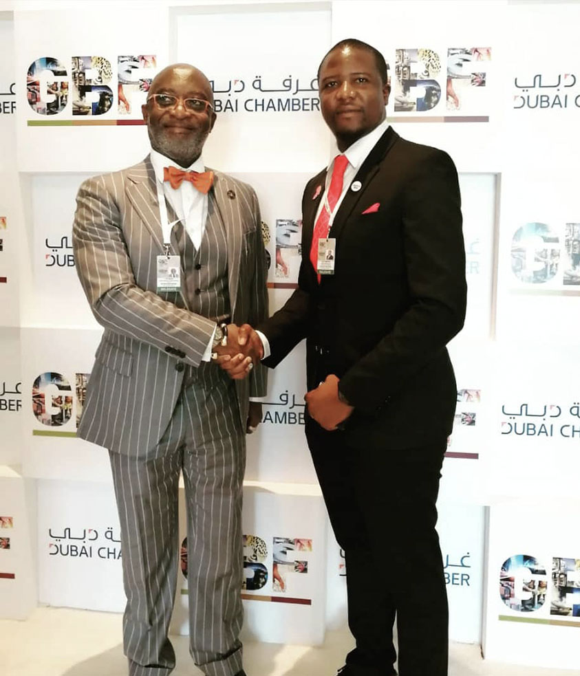 Bako Ambianda and Reginald Yofi Grant at the Global Business Forum in Dubai