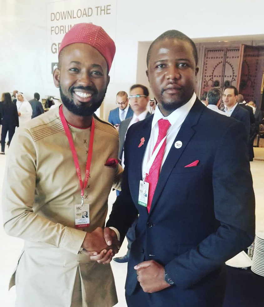 Bako Ambianda and Sangu Delle at the Global Business Forum in Dubai